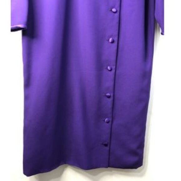 Vintage 80s Purple Wool Coat Dress Mini Buttons - Picture 5 of 6